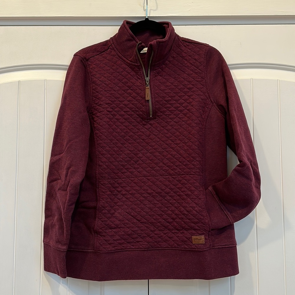 ⬇️ L. L. Bean Women's Quilted Quarter-Zip Pullover in Deep Wine Burgundy Size L